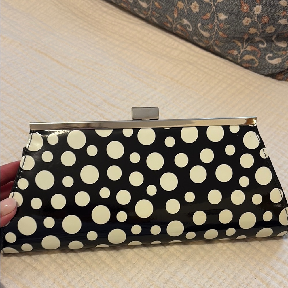 Neiman Marcus Black and White Polka Dot Clutch